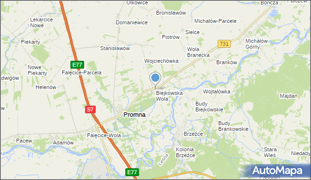 mapa Biejkowska Wola, Biejkowska Wola na mapie Targeo